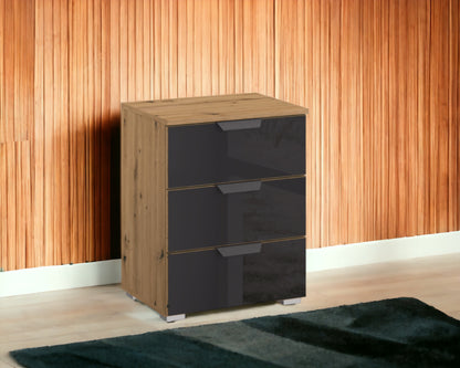 Nachtschrank Artemis mit 3 Schubladen Farbglas, B/H/T ca. 47 x 62 x 42 cm