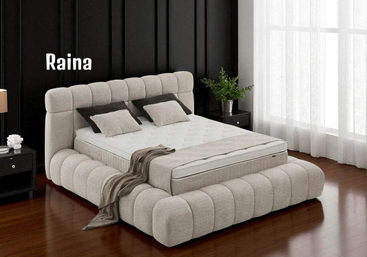 Boxspringbett Raina Beige Voll-orthopädisches Komfortbett mit Bettkasten, Stauraum, inkl. kostenlose Lieferung und Montage