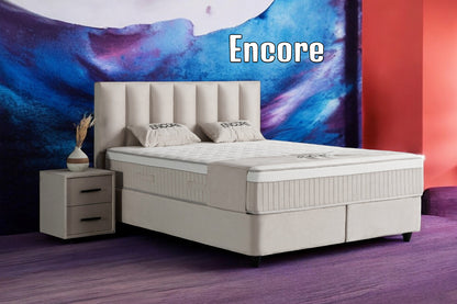 Boxspringbett Encore Beige Voll-orthopädisches Komfortbett mit Bettkasten, Stauraum, inkl. kostenlose Lieferung und Montage