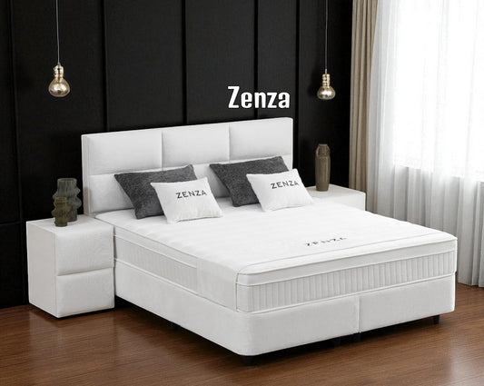Boxspringbett Zenza Cremeweiß Voll-orthopädisches Komfortbett mit Bettkasten, Stauraum, inkl. kostenlose Lieferung und Montage