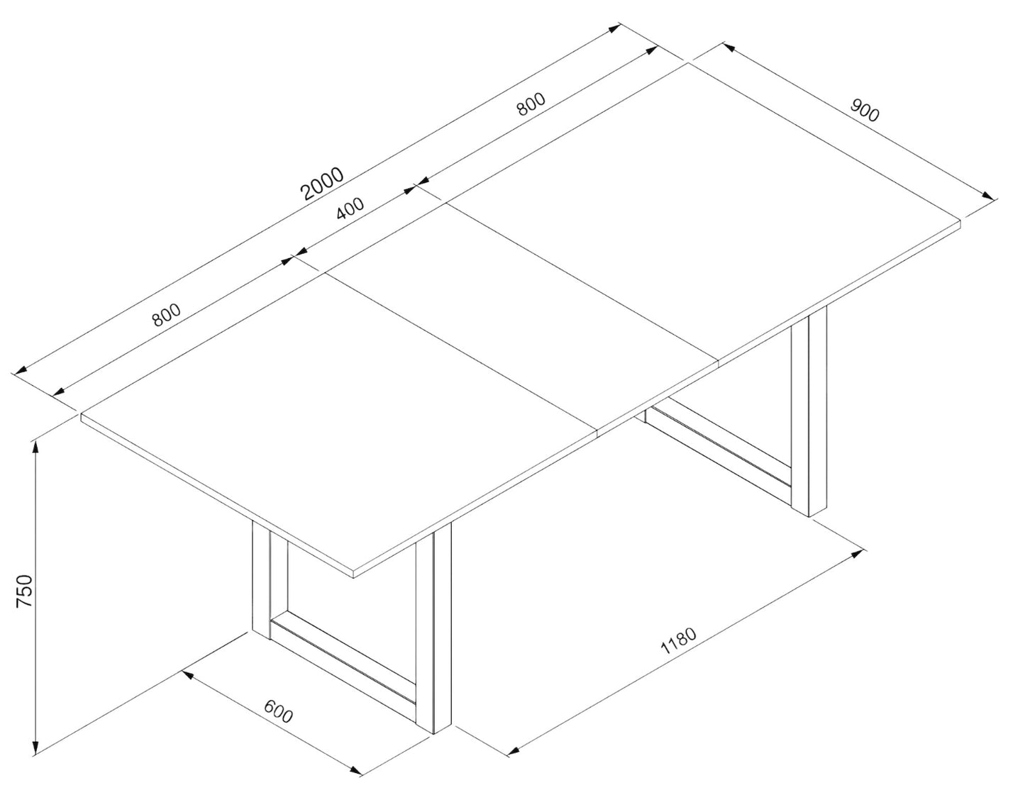 Finori Auszugtisch Houston 80 A Sandstein/Weiß B/H/T 160-200 x 75 x 90 cm
