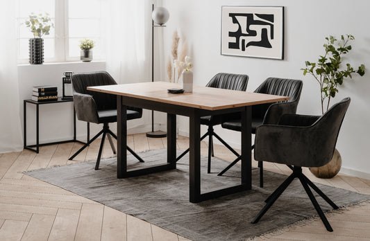 Finori Auszugtisch Denver 80B Artisan-Oak/Anthrazit B/H/T 120-160 x 75 x 80 cm