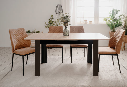 Finori Auszugtisch Birmingham Weiß/Artisan-Oak/Schwarz B/H/T 125-165 x 75 x 80 cm