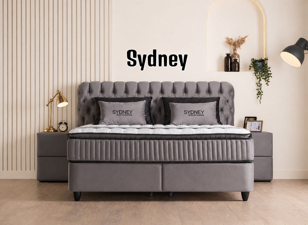 Boxspringbett Sydney Beige oder Grau mit Bettkasten & Stauraum, inkl. Lieferung & Montage