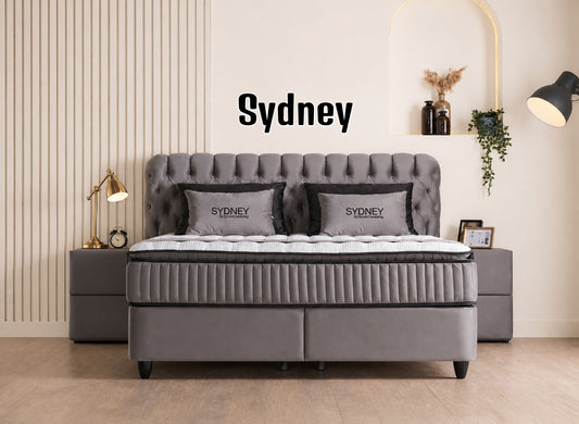 Boxspringbett Sydney Beige oder Grau mit Bettkasten & Stauraum, inkl. Lieferung & Montage