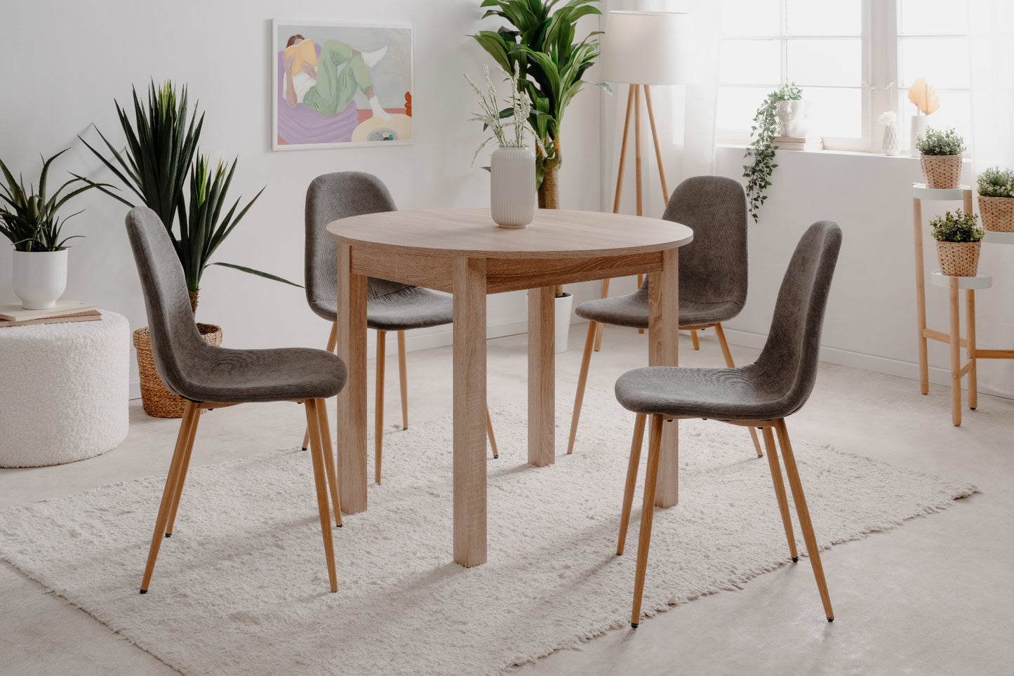 Finori Auszugtisch Coburg Rund Eiche-Sonoma/Weiß/Artisan-Oak B/H/T 100-140 x 76 x 100 cm