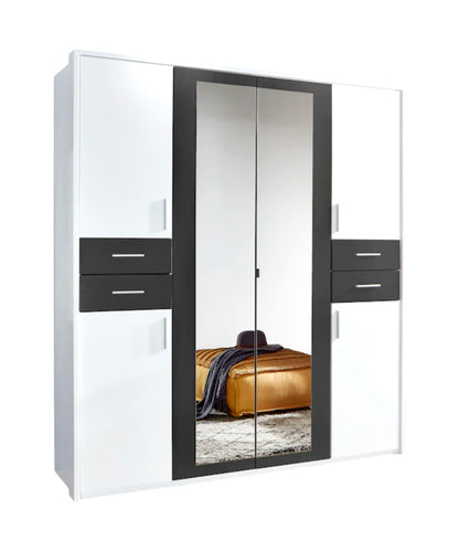 Drehtürenschrank Vegas mit Spiegel und Schubladen B/H/T 180/225/270/313 x 208 x 58 cm