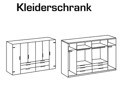 Drehtürenschrank Detroit mit Spiegeltüren und Schubladen B/H/T ca. 200/250/300 x 216 x 58 cm