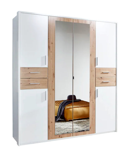 Drehtürenschrank Vegas mit Spiegel und Schubladen B/H/T 180/225/270/313 x 208 x 58 cm