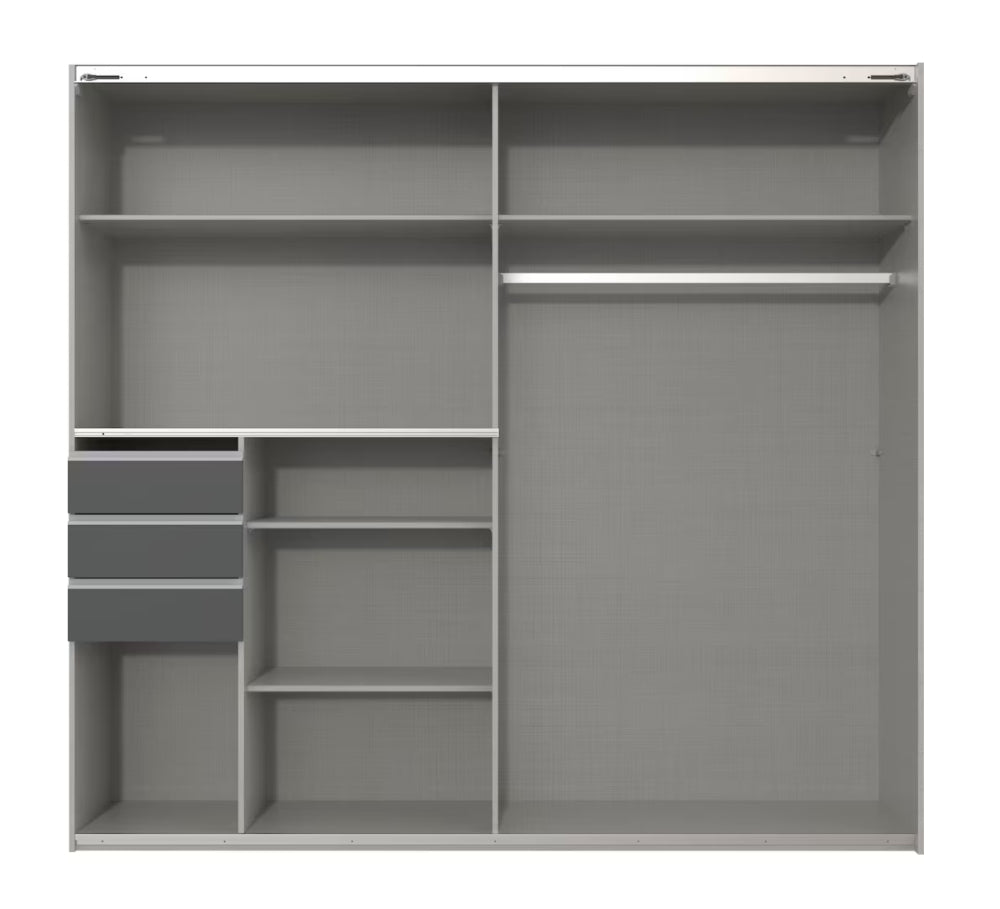 Schwebetürenschrank Saigon mit Farbglastür B/H/T ca. 225/270 x 208 x 64 cm