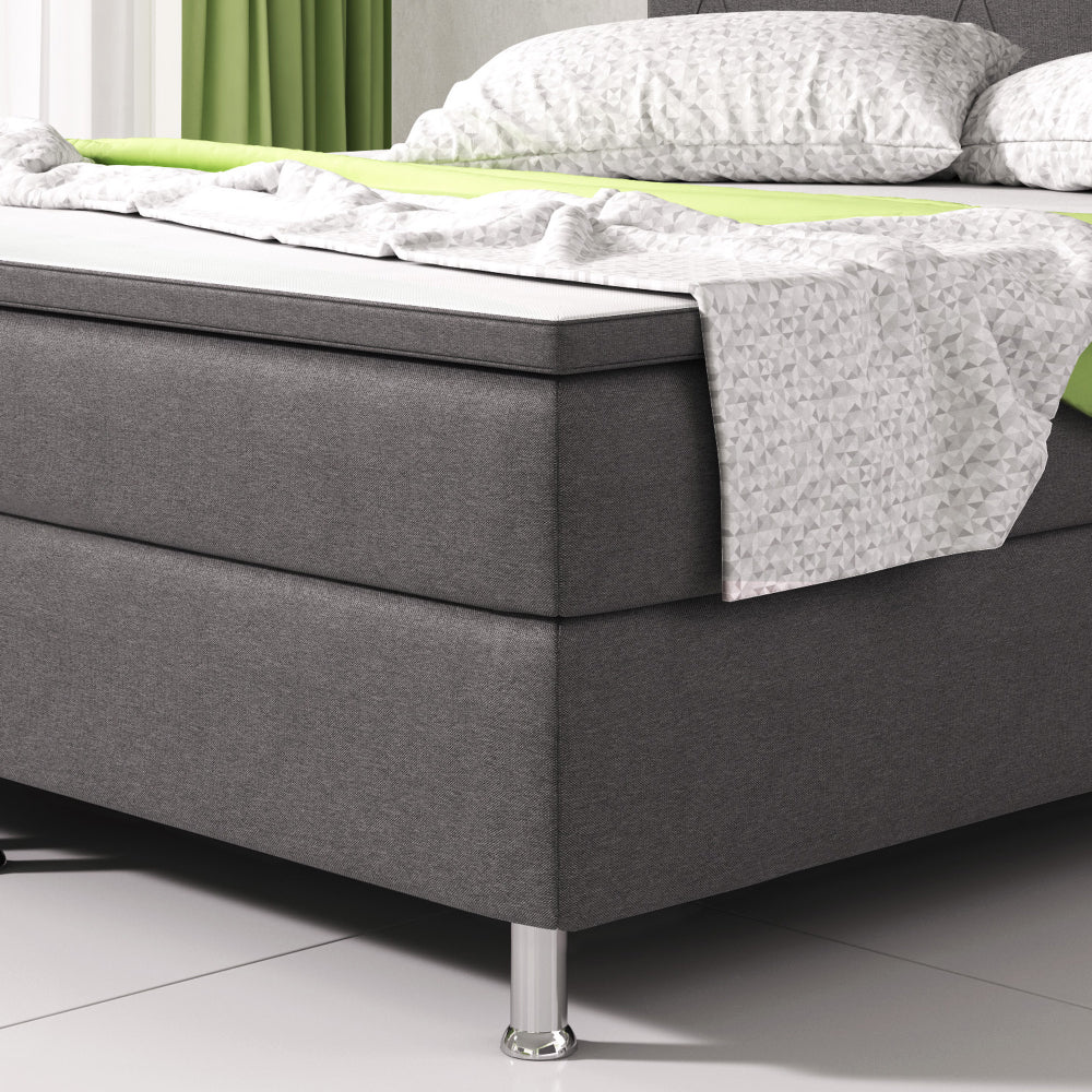 Boxspringbett M02-Bonn Anthrazit - Schwarz Breite 180 x 200 cm