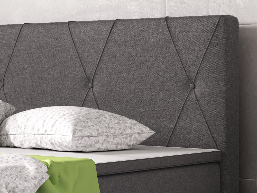 Boxspringbett M02-Bonn Anthrazit - Schwarz Breite 180 x 200 cm