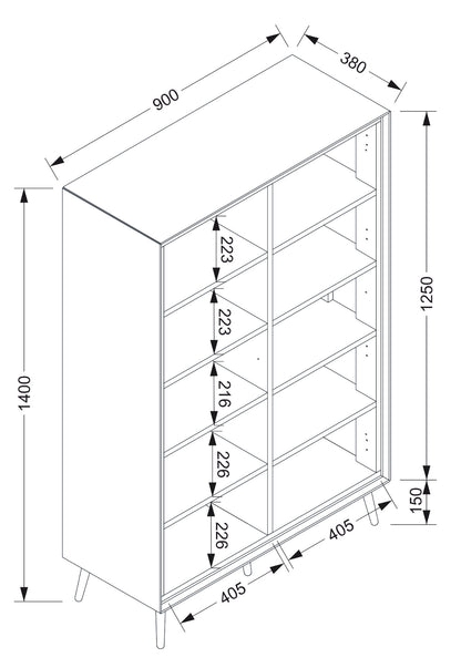 Finori Highboard mit Schubladen Arona Sand/Schwarz ca. B/H/T 90 x 140 x 38 cm