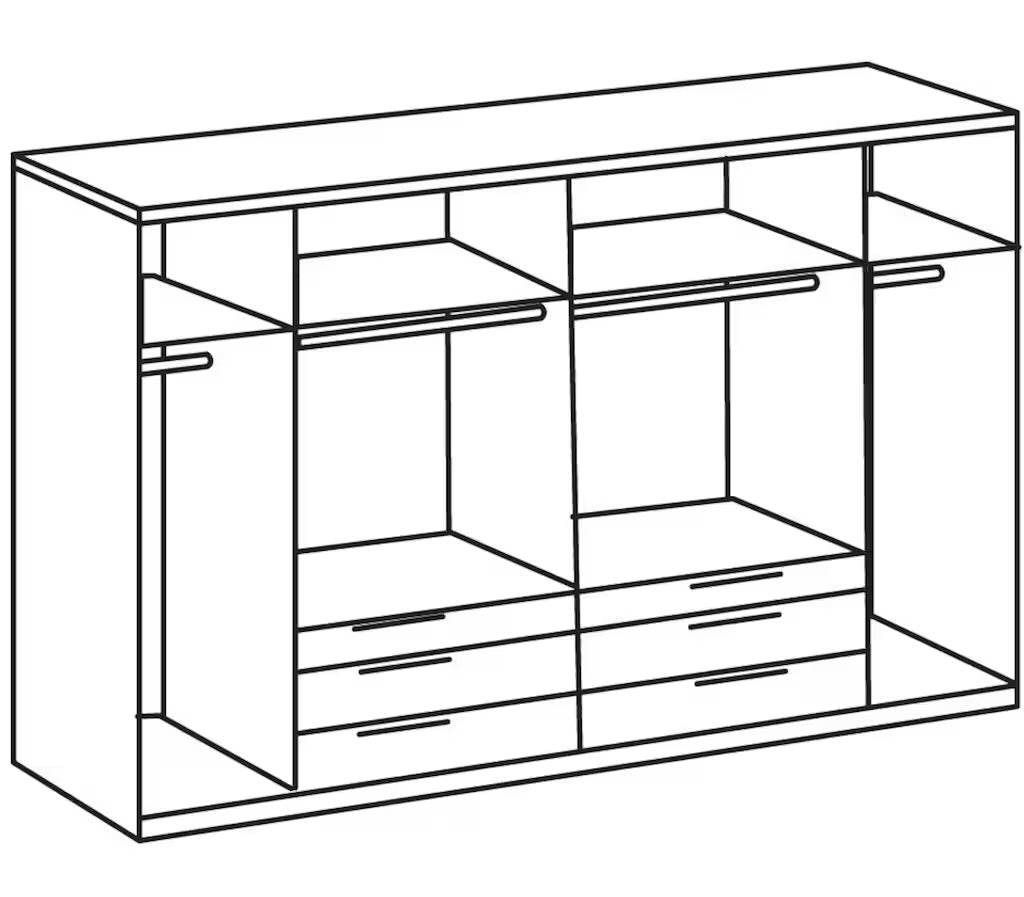 Drehtürenschrank Winnipeg 6-türig mit 4 Spiegeltüren und 6 Schubladen B/H/T ca. 300 x 216 x 65 cm