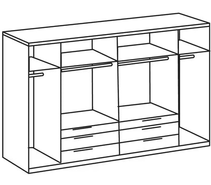 Drehtürenschrank Winnipeg 6-türig mit 4 Spiegeltüren und 6 Schubladen B/H/T ca. 300 x 216 x 65 cm