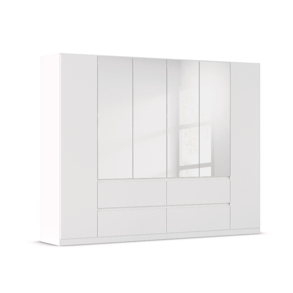 Drehtürenschrank Mainz 6-türig mit 4 Spiegeltüren und 4 Schubladen B/H/T ca. 270 x 210 x 54 cm