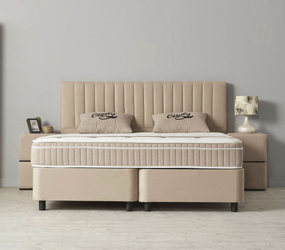 Boxspringbett Cindy Beige mit Bettkasten Breite 90-180 x 200 cm