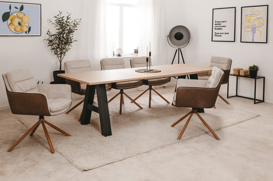 Finori Polsterstuhl Logan 70A mit Armlehnen drehbar Cord Beige/Anthrazit B/H/T ca. 59 x 88 x 63 cm