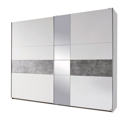 Schwebetürenschrank Korbach 2-türig mit Teilspiegelfront B/H/T 261 x 210 x 59 cm, Zubehör Classic