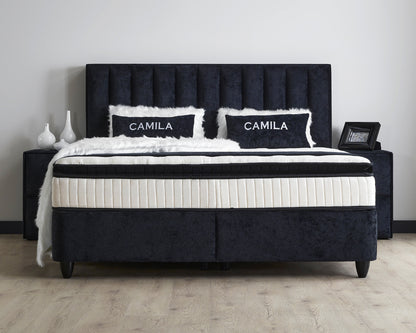 Boxspringbett Camila Schwarz mit Bettkasten inkl. Beleuchtung Breite 90-180 x 200 cm