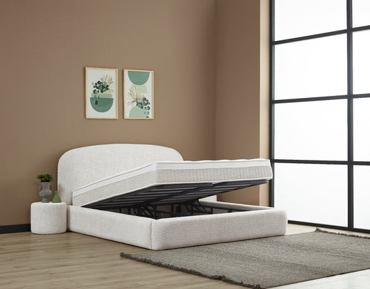 Boxspringbett Elena Cremeweiß Voll-orthopädisches Komfortbett mit Bettkasten, Stauraum, inkl. kostenlose Lieferung und Montage