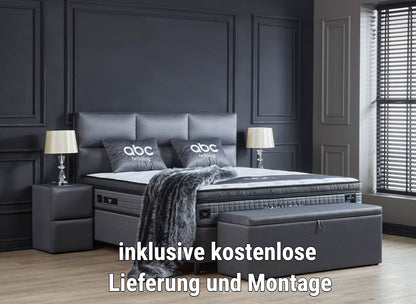 Boxspringbett Hamilton Anthrazit mit Bettkasten Breite 90-180 x 200 cm