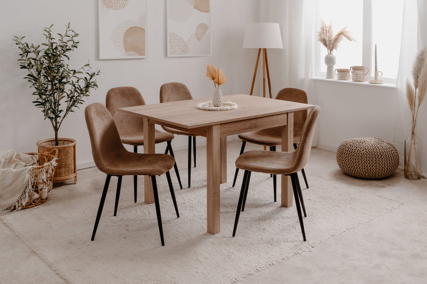 Finori Auszugtisch Coburg Eiche-Sonoma/Weiß/Artisan-Oak B/H/T 80-120 x 76 x 80 cm