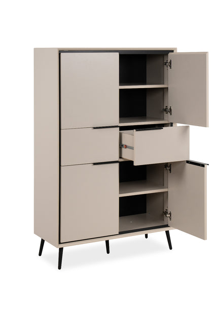 Finori Highboard mit Schubladen Arona Sand/Schwarz ca. B/H/T 90 x 140 x 38 cm