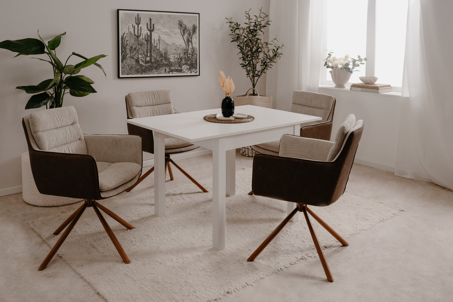 Finori Auszugtisch Coburg Eiche-Sonoma/Weiß/Artisan-Oak B/H/T 80-120 x 76 x 80 cm