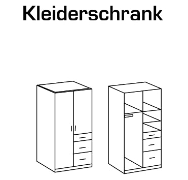 Drehtürenschrank Cariba mit Schubladen B/H/T ca. 90/135 x 199 x 58 cm Kinderzimmer