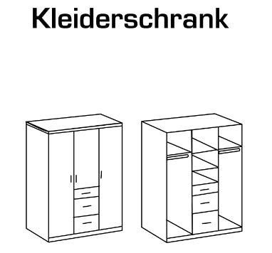 Drehtürenschrank Cariba mit Schubladen B/H/T ca. 90/135 x 199 x 58 cm Kinderzimmer