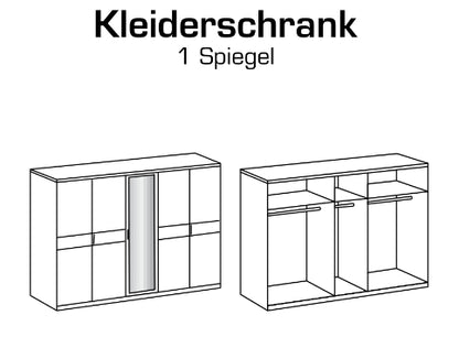 Drehtürenschrank Budapest mit Spiegel B/H/T ca. 180/225 x 208 x 58 cm