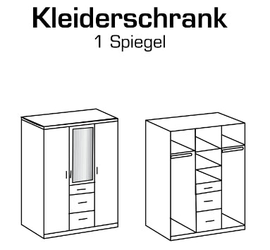 Drehtürenschrank Cariba mit Schubladen B/H/T ca. 90/135 x 199 x 58 cm Kinderzimmer