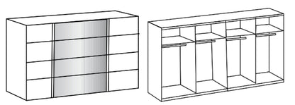 Schwebetürenschrank Bern mit Spiegeltür B/H/T ca. 270/313/360 x 236 x 64 cm