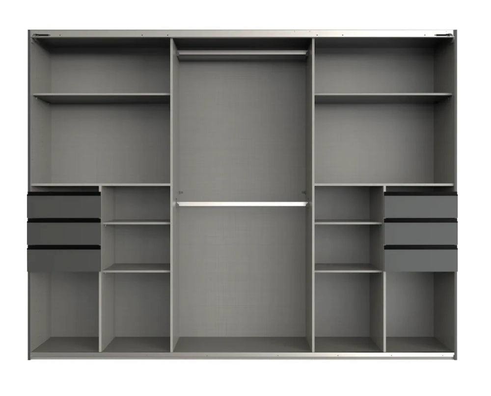 Schwebetürenschrank Saigon mit Farbglastür B/H/T ca. 225/270 x 208 x 64 cm