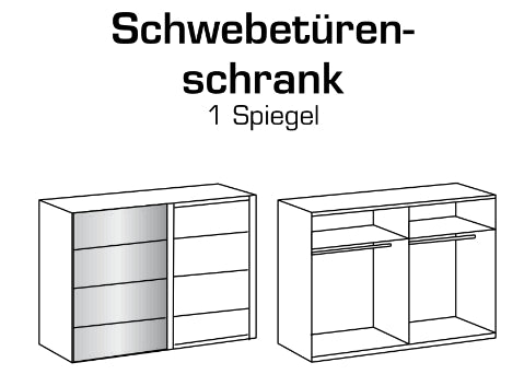 Schwebetürenschrank Chalet mit/ohne Spiegel B/H/T ca. 180/225 x 208 x 65 cm