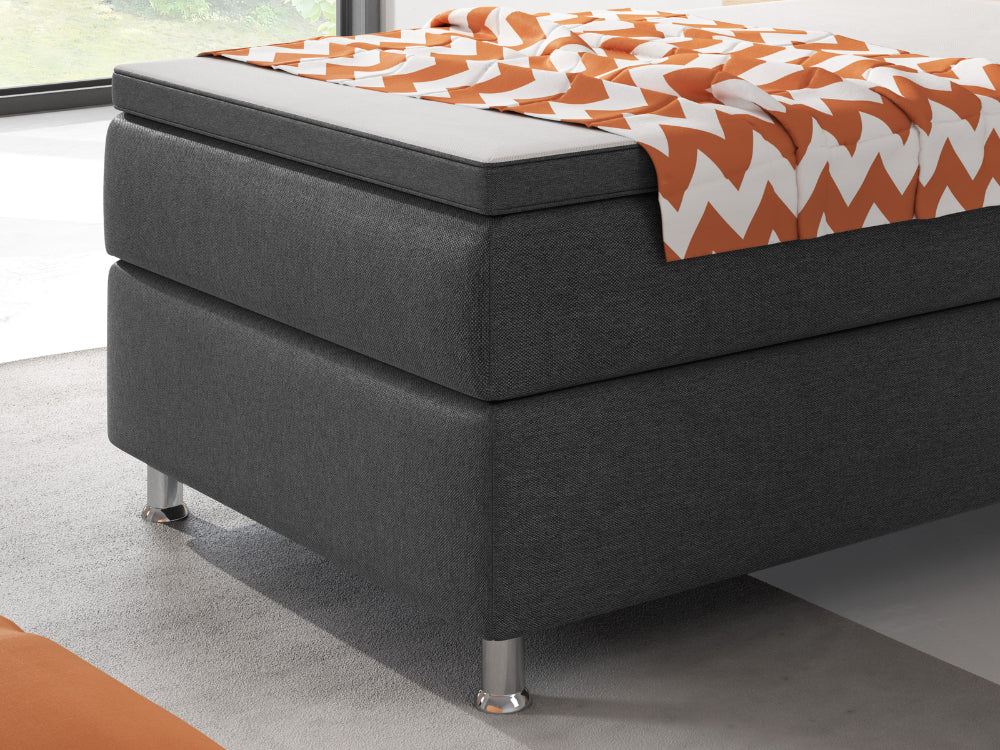 Boxspringbett M01-Adelia Anthrazit - Braun - Schwarz Breite 90/180 x 200 cm