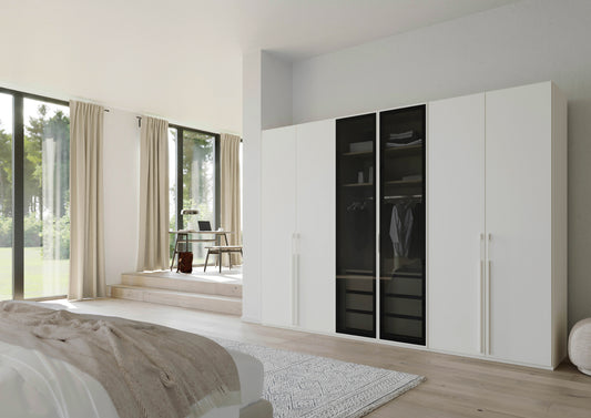 Drehtürenschrank Skat Shine mit Transparenten Grauglas Höhe 223 cm - Ausstattung Basic oder Premium