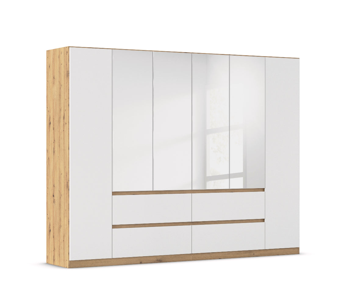 Drehtürenschrank Mainz 6-türig mit 4 Spiegeltüren und 4 Schubladen B/H/T ca. 270 x 210 x 54 cm