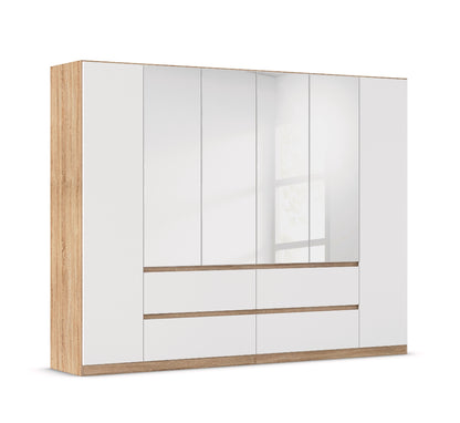 Drehtürenschrank Mainz 6-türig mit 4 Spiegeltüren und 4 Schubladen B/H/T ca. 270 x 210 x 54 cm