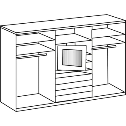 Funktions-Spiegel-Schwebetürenschrank Magic Holzdekor B/H/T ca. 300 x 216 x 65 cm