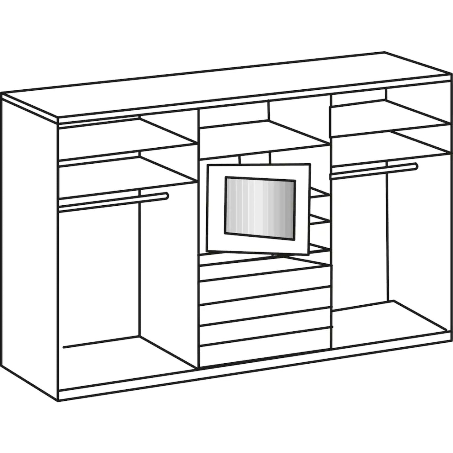 Funktions-Spiegel-Schwebetürenschrank MagicGlas B/H/T ca. 300 x 236 x 65 cm