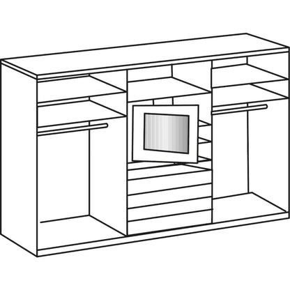 Funktions-Spiegel-Schwebetürenschrank Magic Holzdekor B/H/T ca. 300 x 236 x 65 cm