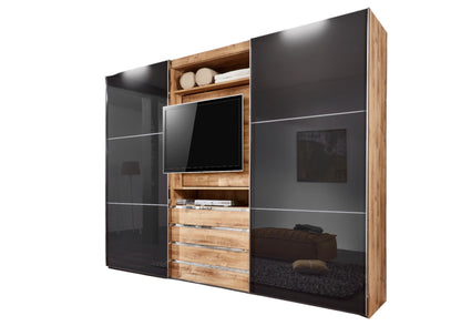 Funktions-TV-Schwebetürenschrank MagicGlas mit Glastüren B/H/T ca. 300 x 236 x 65 cm