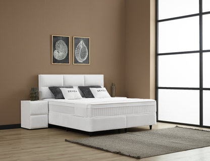 Boxspringbett Zenza Cremeweiß Voll-orthopädisches Komfortbett mit Bettkasten, Stauraum, inkl. kostenlose Lieferung und Montage