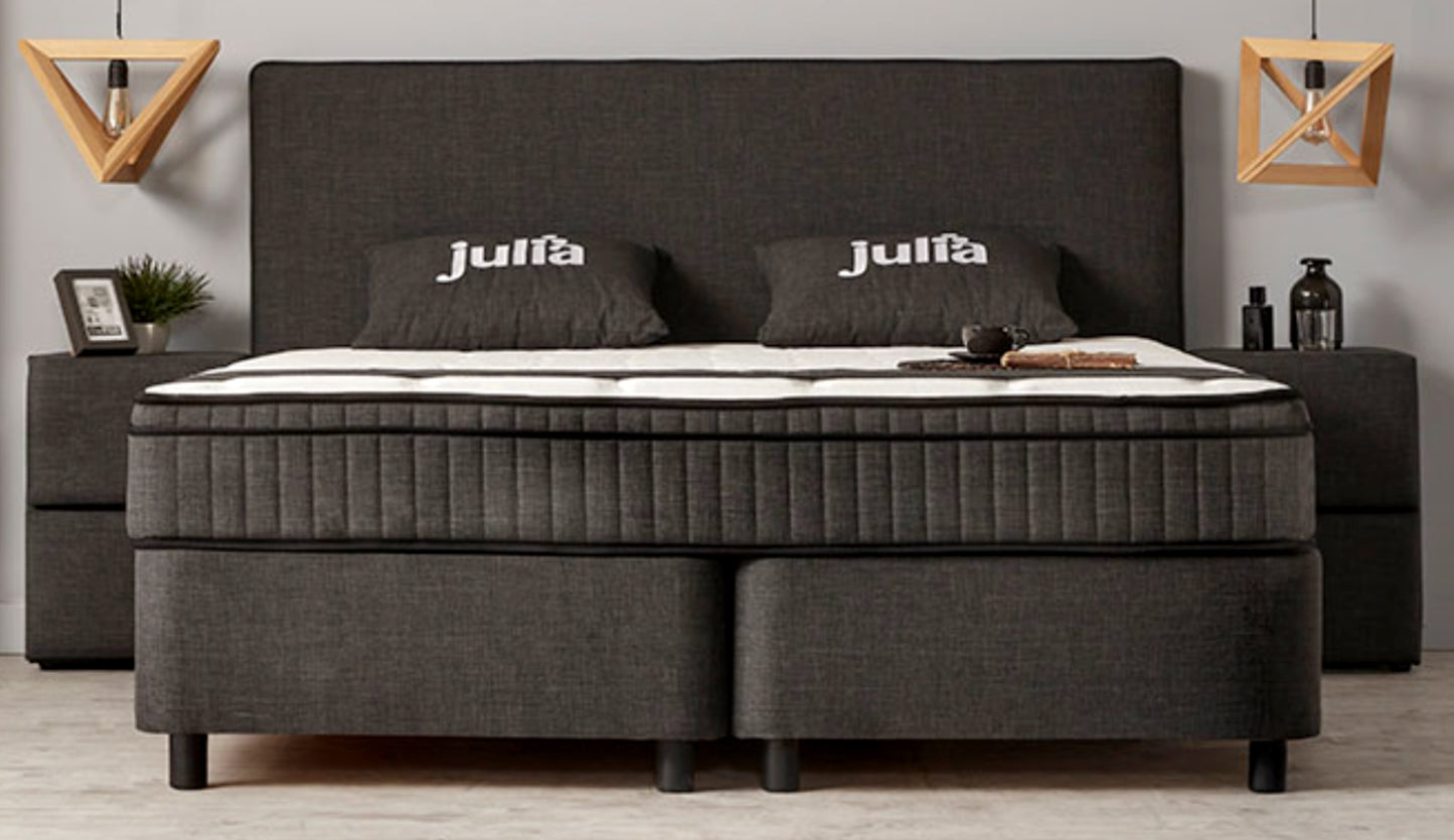 Boxspringbett Julia Anthrazit mit Bettkasten Breite 90-180 x 200 cm