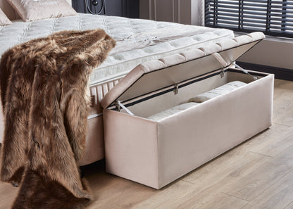 Boxspringbett Jazzlyn Beige Voll-orthopädisches Komfortbett mit Bettkasten, Stauraum, inkl. kostenlose Lieferung und Montage