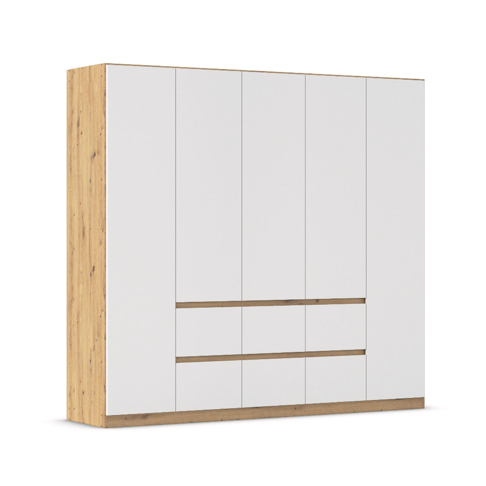 Drehtürenschrank Mainz 5-türig mit 6 Schubladen B/H/T ca. 225 x 210 x 54 cm