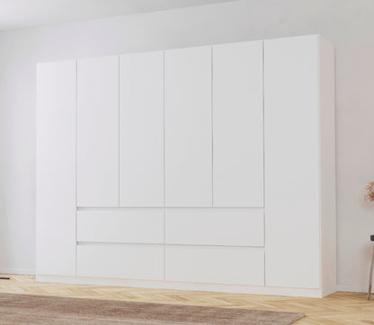 Drehtürenschrank Mainz 6-türig mit 4 Schubladen B/H/T ca. 270 x 210 x 54 cm