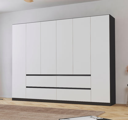 Drehtürenschrank Mainz 6-türig mit 4 Schubladen B/H/T ca. 270 x 210 x 54 cm